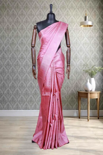 Pastel Pink Silk Kancheepuram Saree